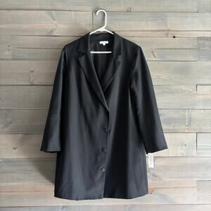 VETTA | Capsule Convertible Trench Blazer Dress Zip Sleeves Black L
